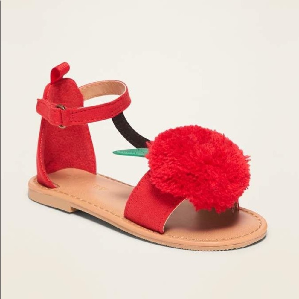 NWT old navy cherry Pom Pom sandals